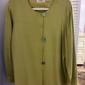 Dana Buchman Light Green Button Down Shirt